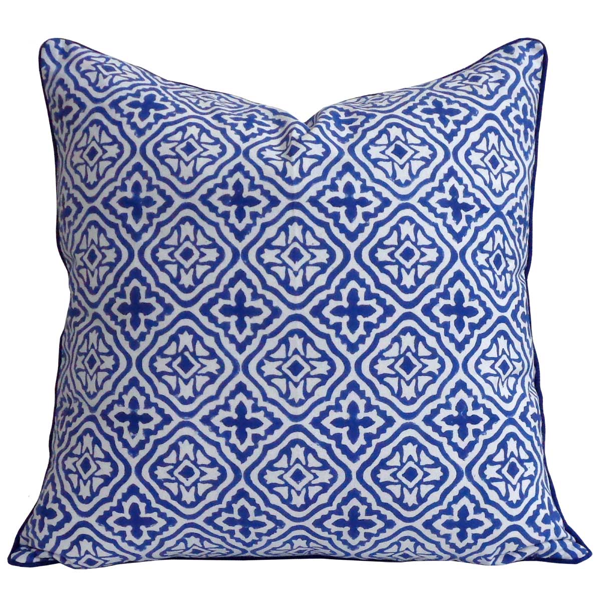 Piping Cushion Cover 50x50 cms Cross Flower Blue 302287