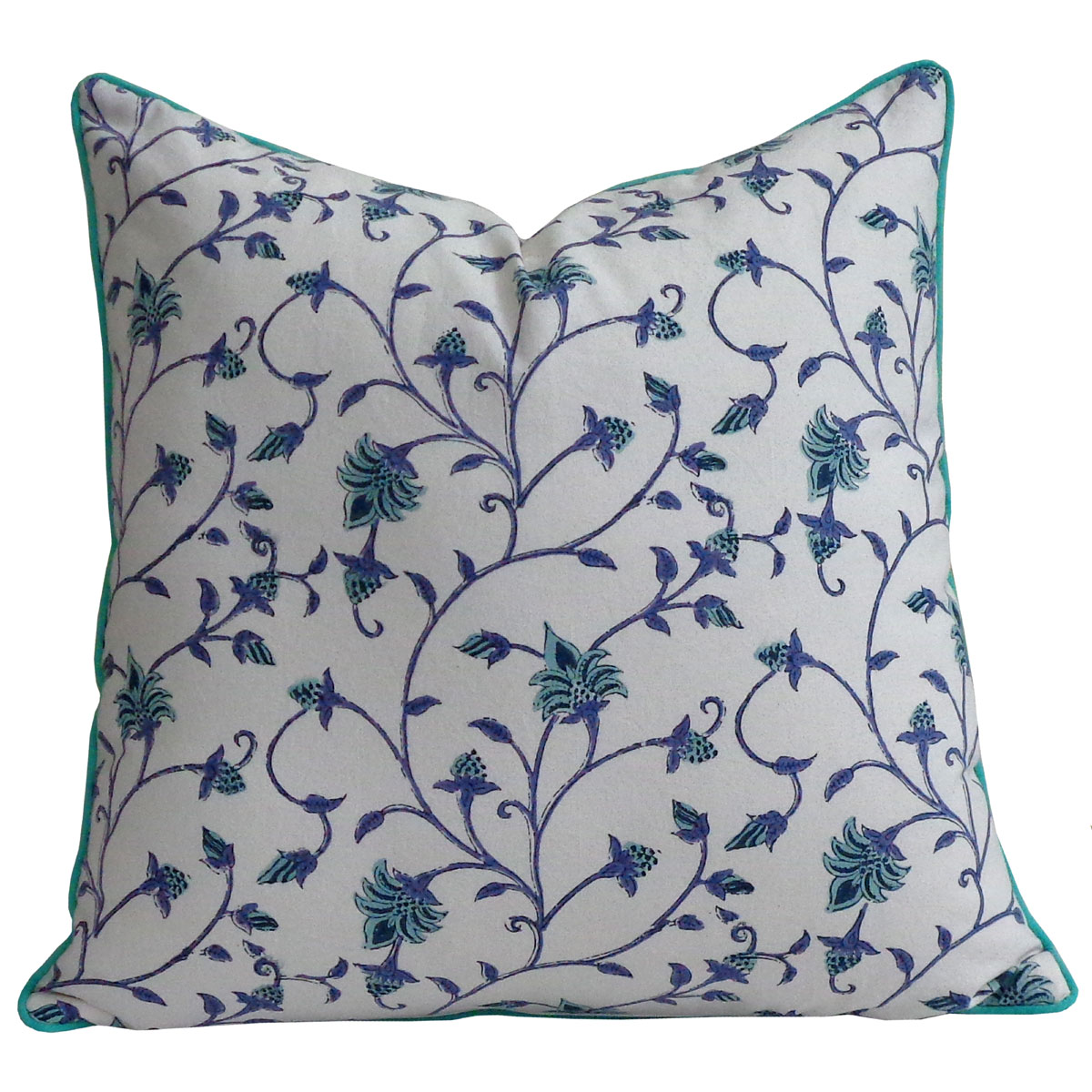 Piping Cushion Cover 50x50 cms Floral Bale Blue 202862