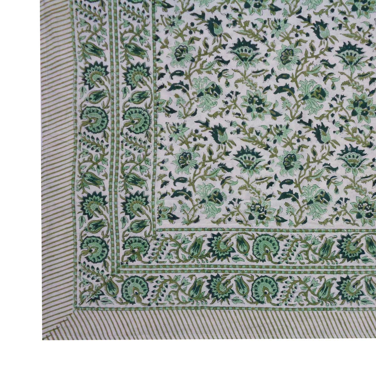 Hand Block Printed Cotton Tablecloth 180x340 cms  Hari Bagia Jaal 605170