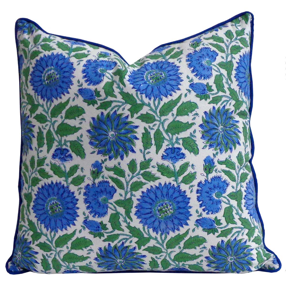 Piping Cushion Cover 50x50 cms Surajmukhi Blue Open 207560