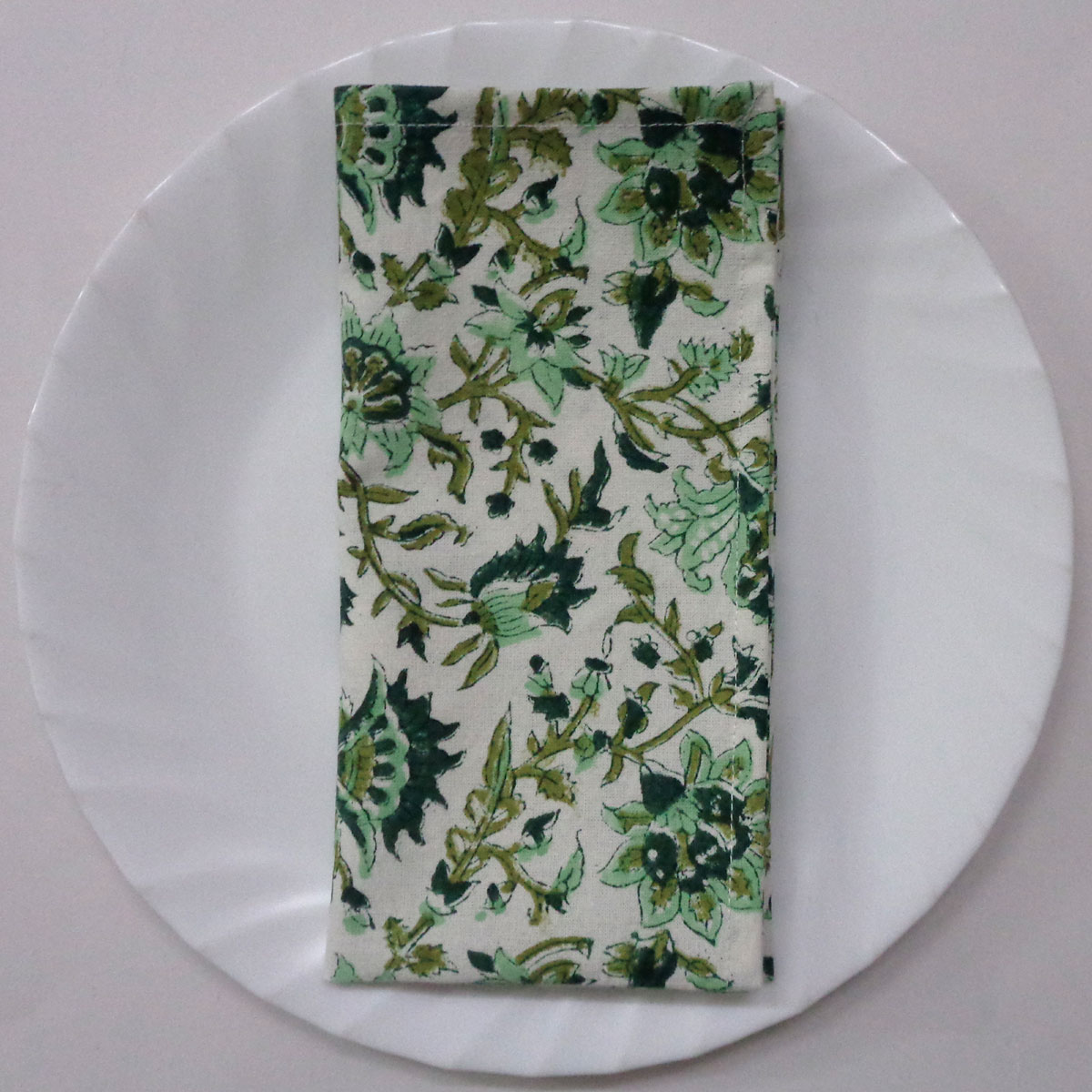 Hand Block Printed Cotton Napkin 45x45 cms Set of 4 Napkins Hari Bagia Jaal 605170