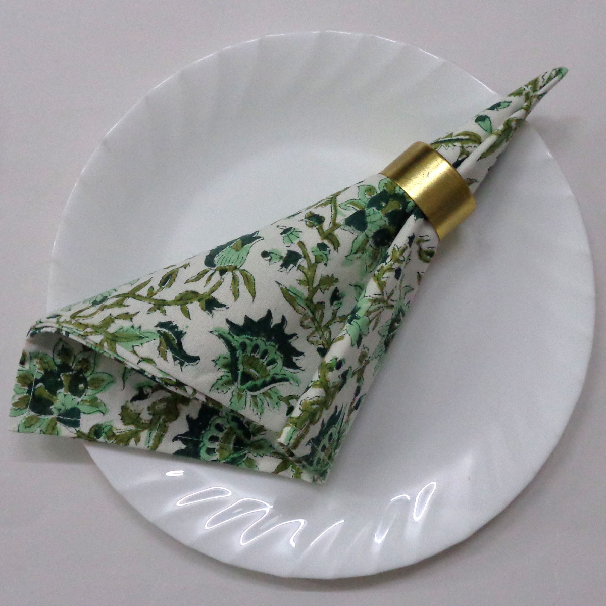 Hand Block Printed Cotton Napkin 45x45 cms Set of 4 Napkins Hari Bagia Jaal 605170