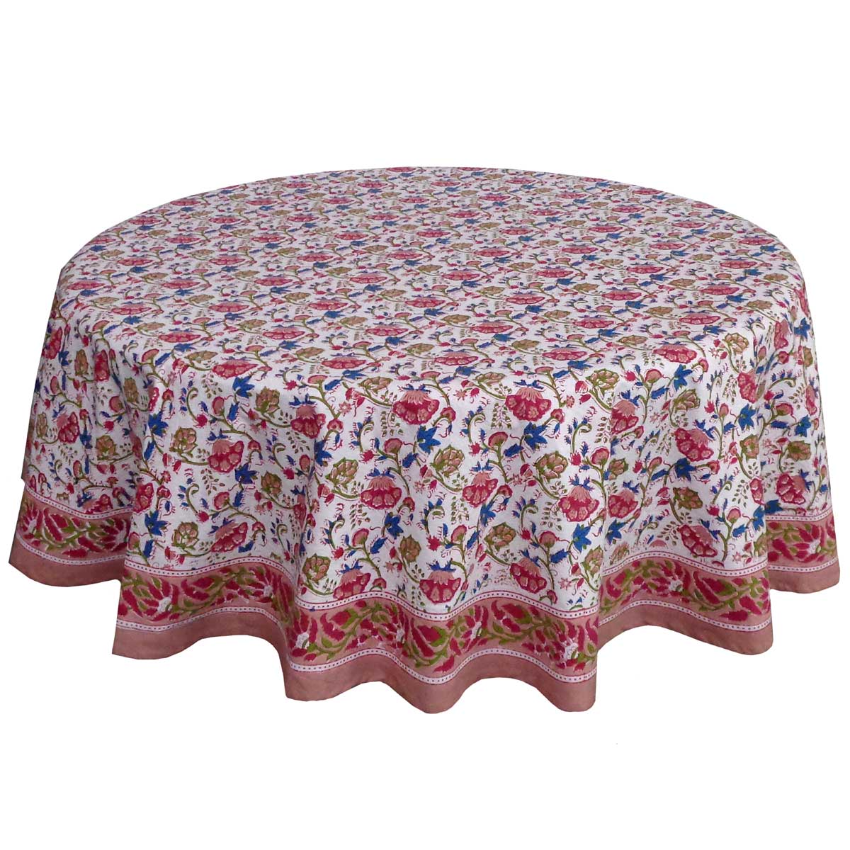 Hand Block Printed Cotton Round Tablecloth 180 cms Genda Bale 204998