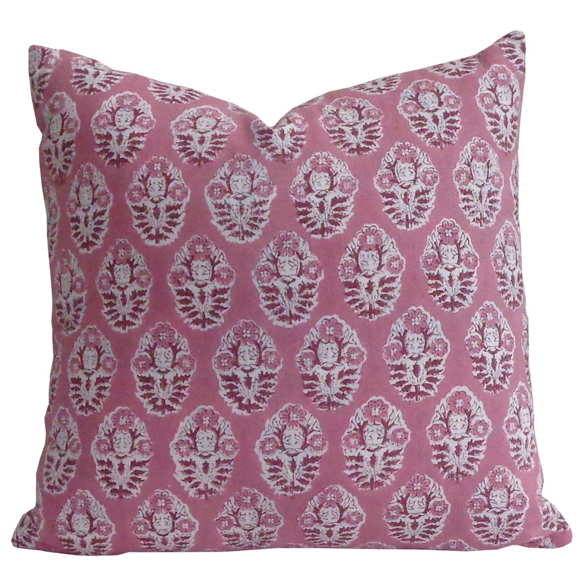 Hand Block Printed Cotton Cushion Cover 40x40 cms Boota Pink Gud 202811