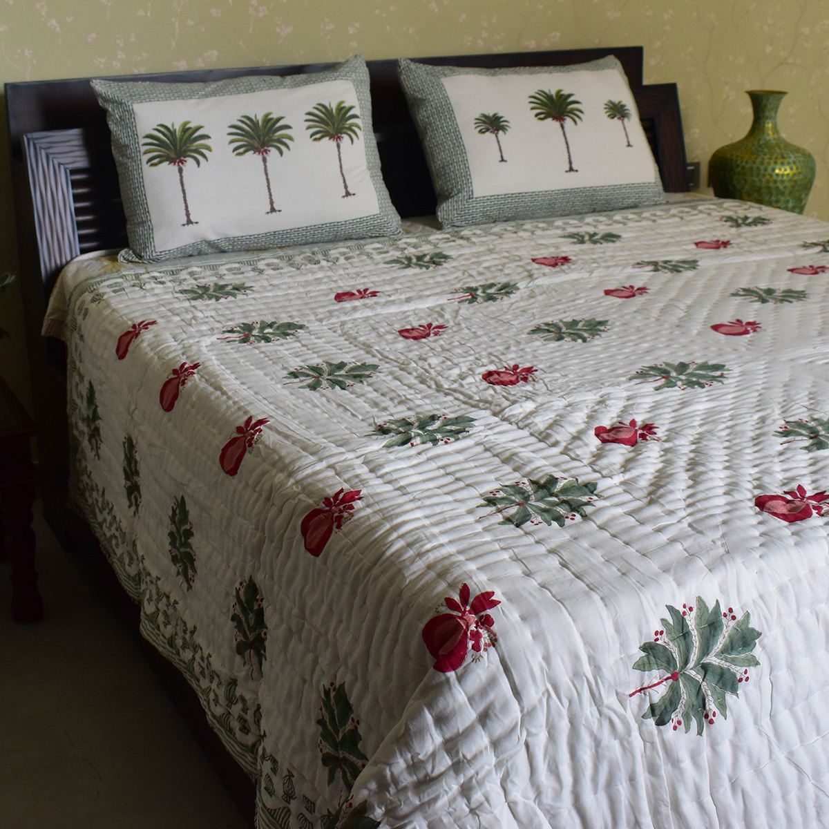 Hand Block Printed Cotton Queen Size Quilt  202212