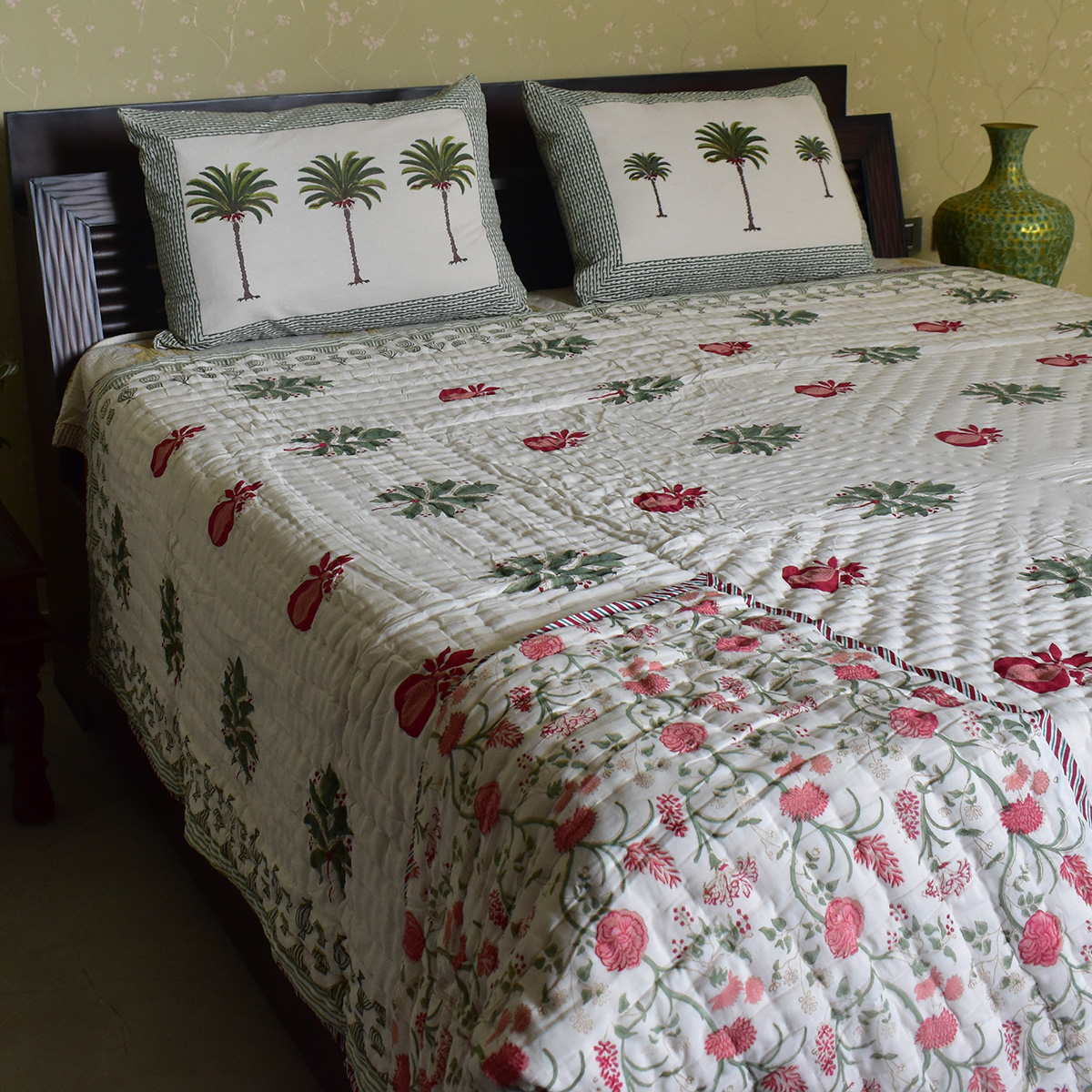 Hand Block Printed Cotton Queen Size Quilt  202212
