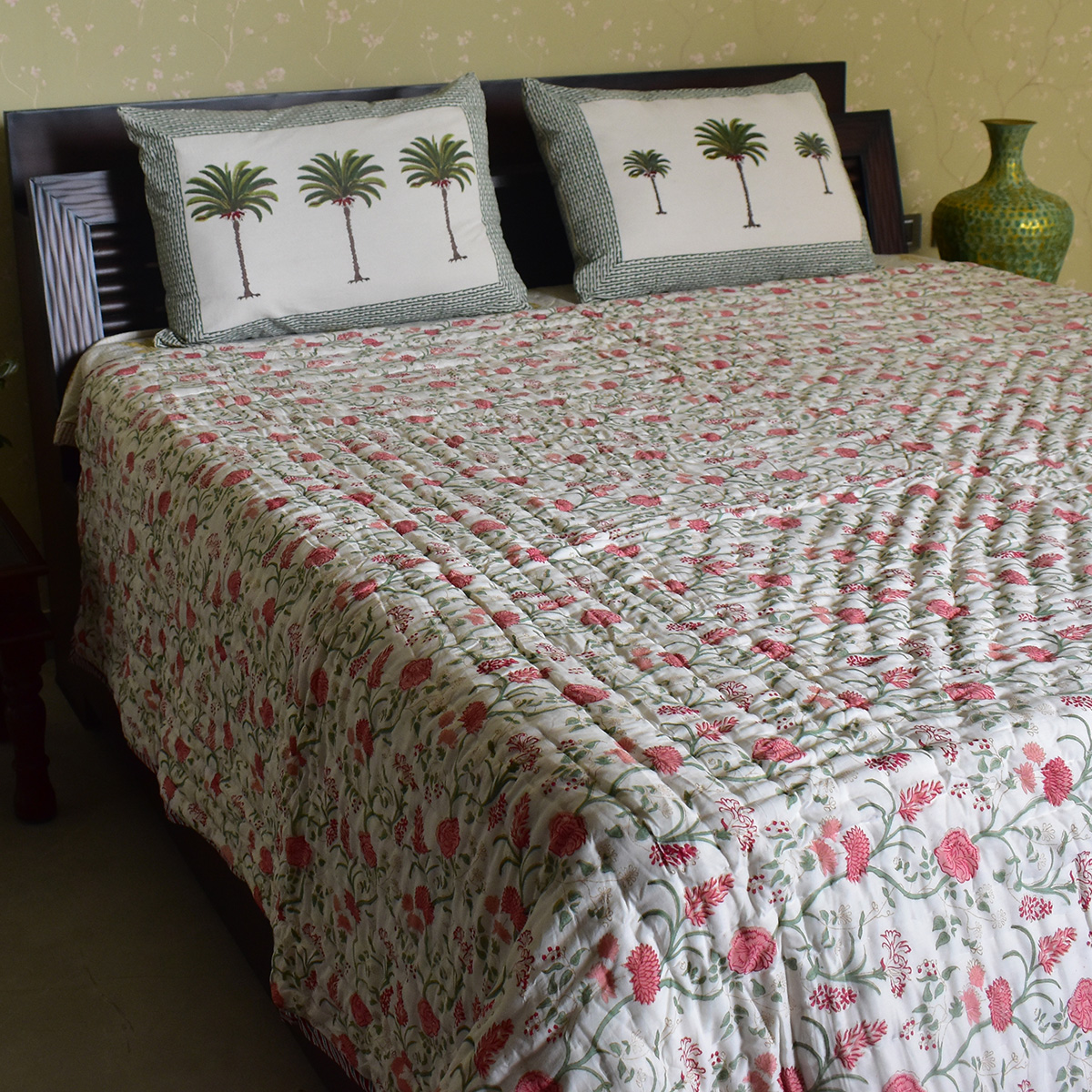Hand Block Printed Cotton Queen Size Quilt  202212