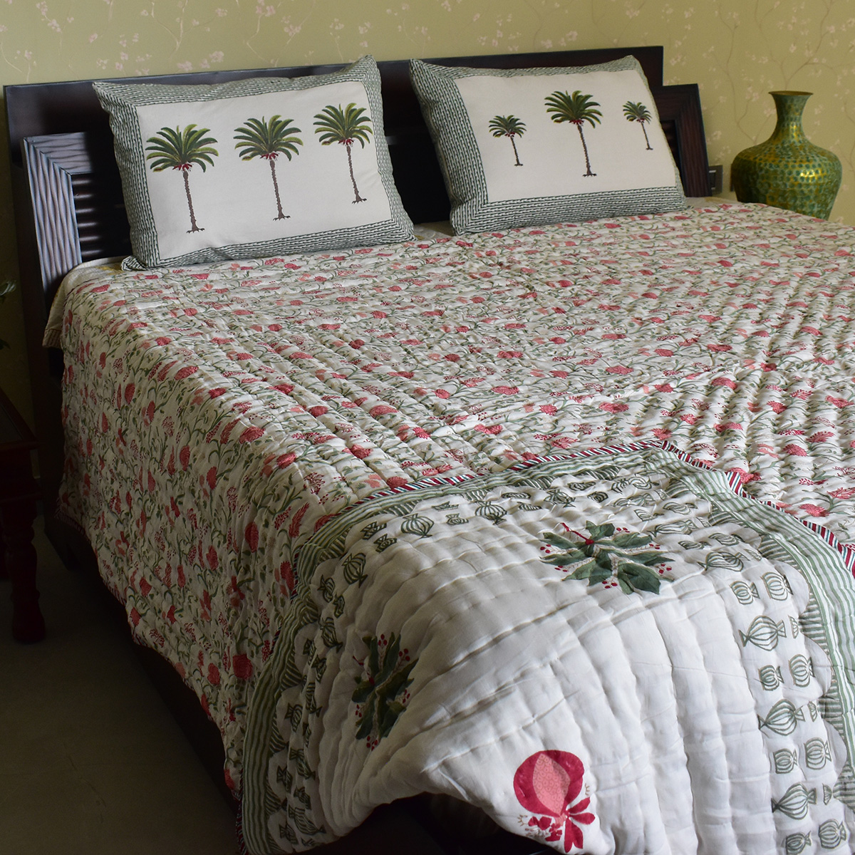 Hand Block Printed Cotton Queen Size Quilt  202212