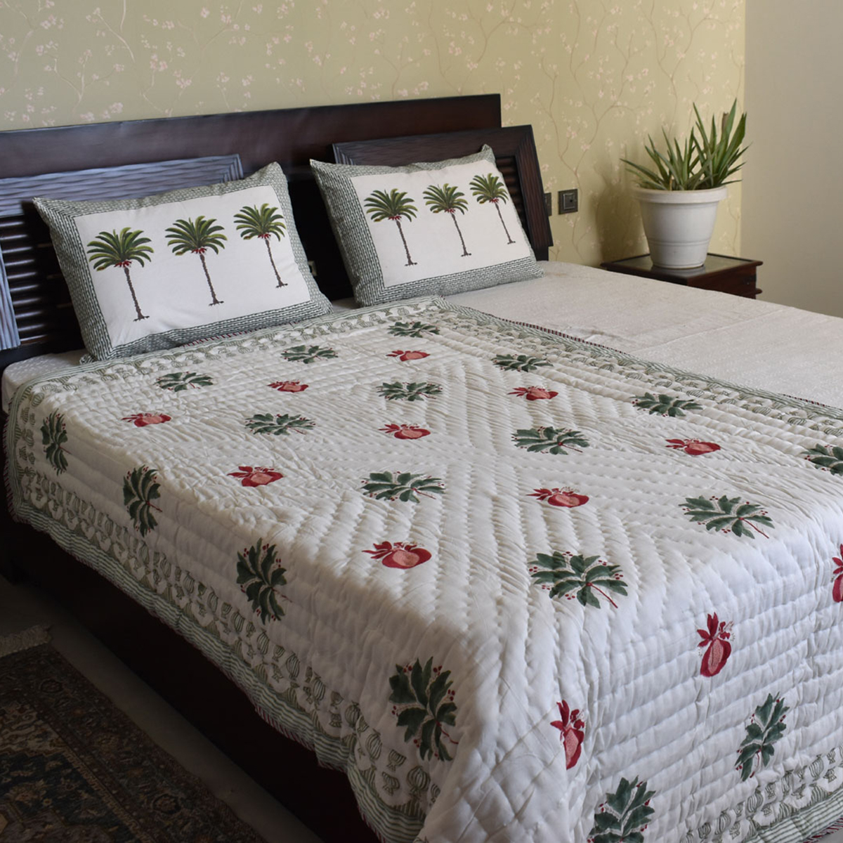 Hand Block Printed Cotton Twin Size Quilt  202212