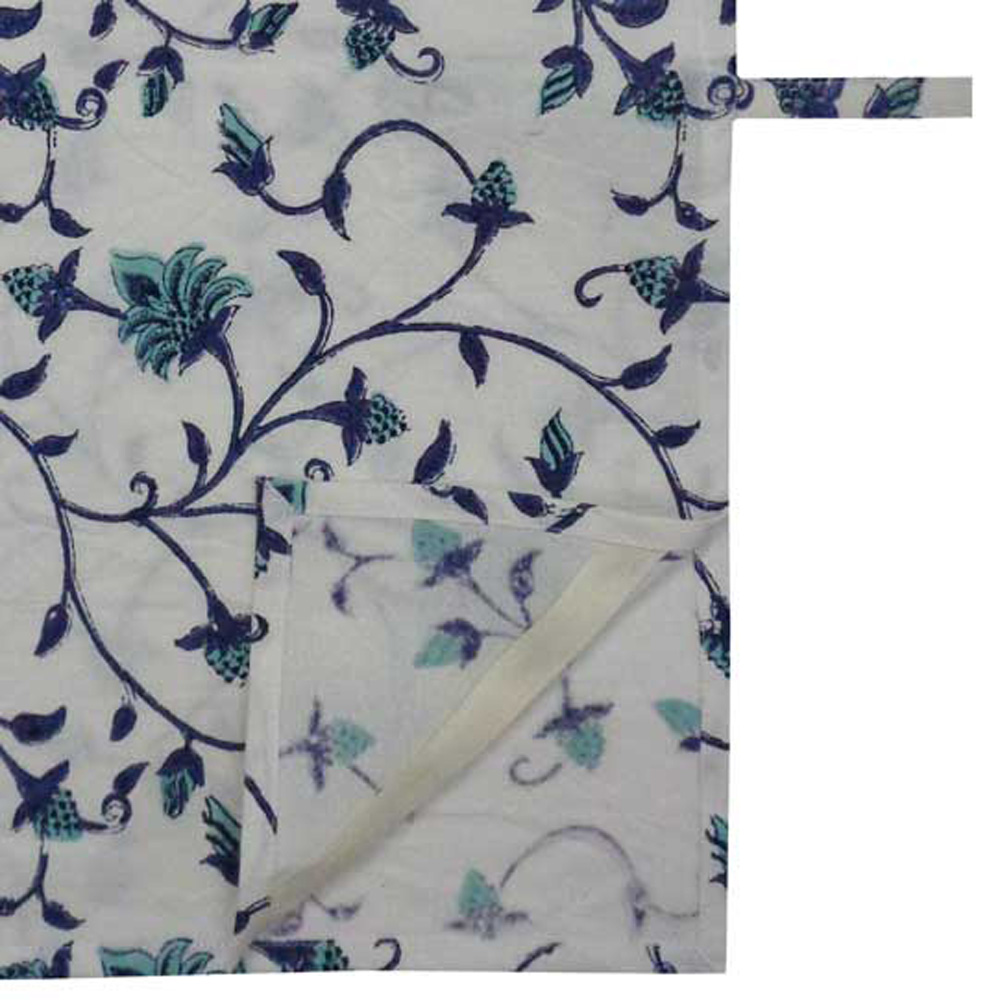 Hand Block Printed Cotton Kitchen Towels 50x70 cms  Floral Bale Blue 101251