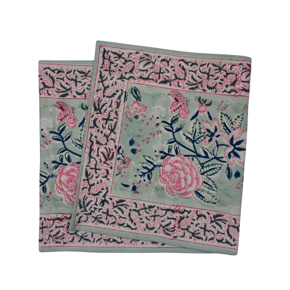 Hand Block Printed Cotton Canvas Table Runner 33x120 cms  Naya Gulab Gud 208440