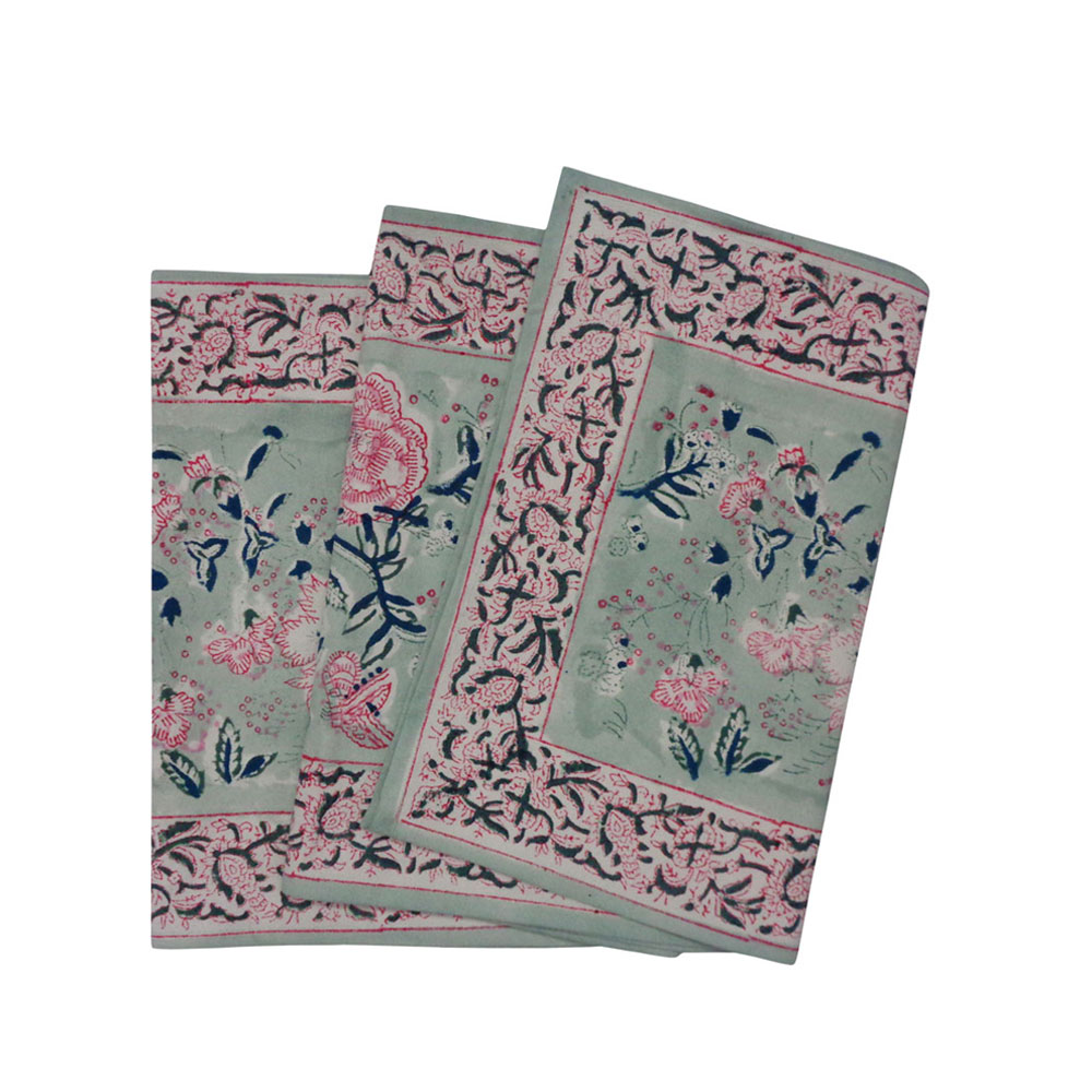 Hand Block Printed Cotton Canvas Table Runner 33x170 cms Naya Gulab Gud 208448