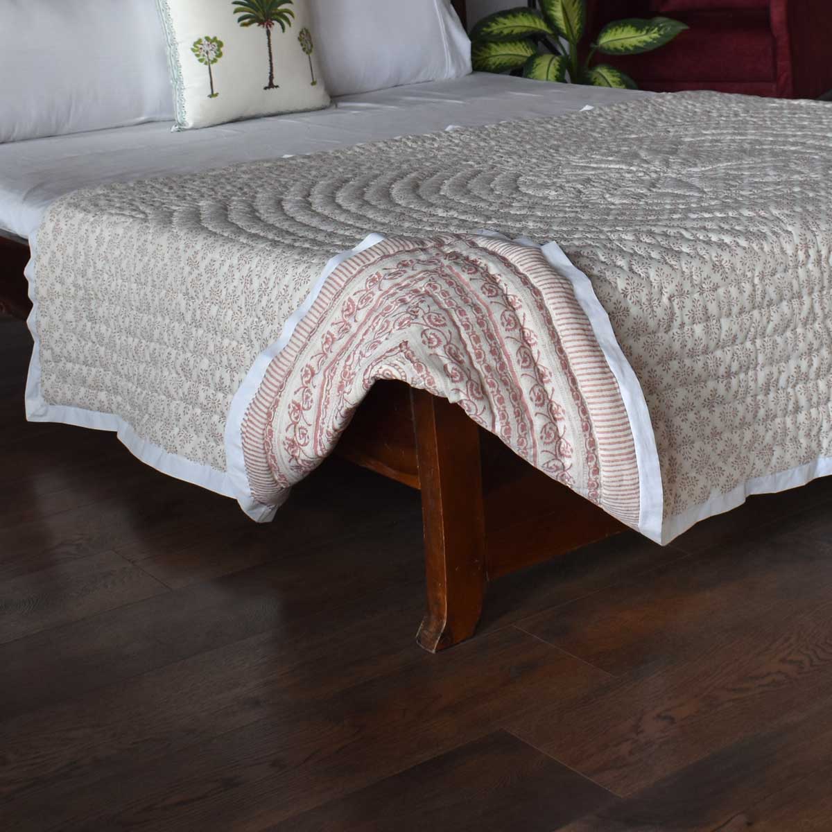 Hand Block Printed Cotton Twin Size Quilt Rang Mahal 260311