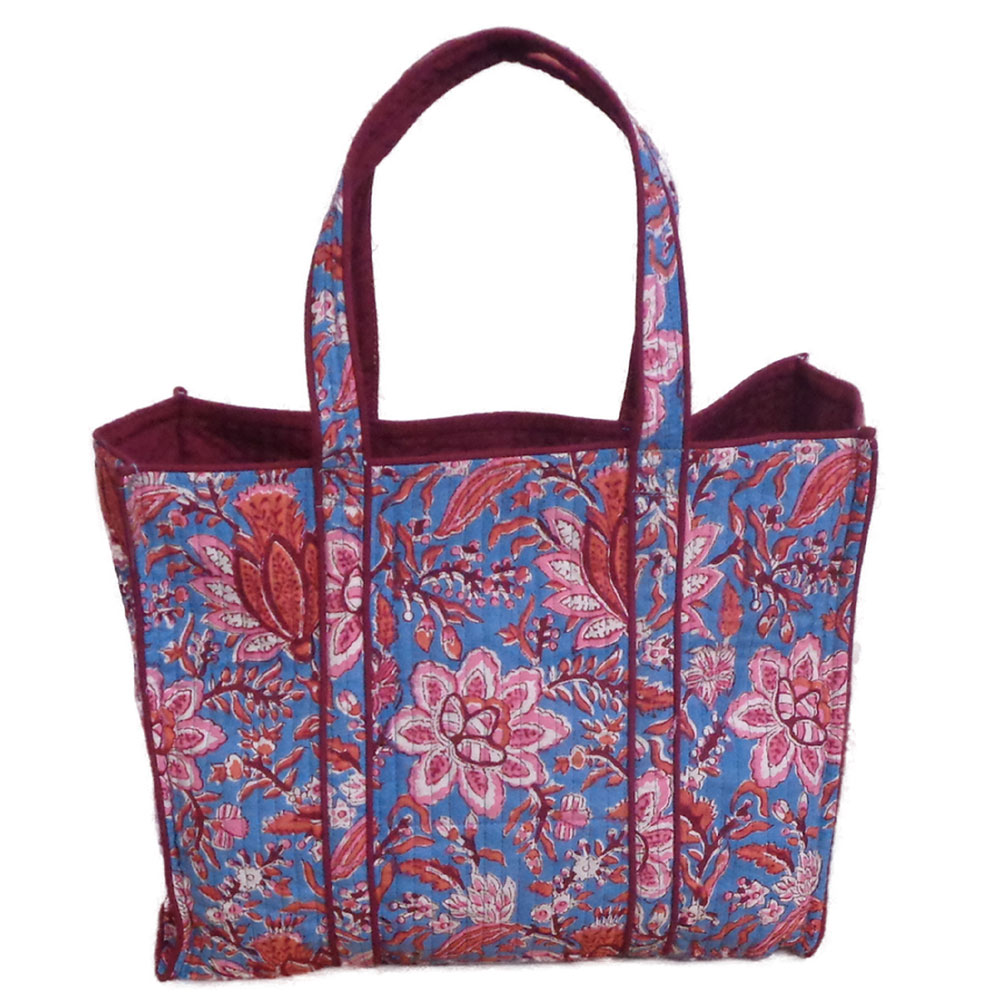 Hand Block Printed Cotton Quilted Tote Bag Firdaus Gud 204865