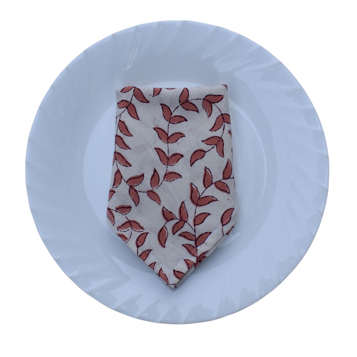 Hand Block Printed Cotton Napkin 45x45 cms Set of 4 Napkins Harmony Peach Open 260414
