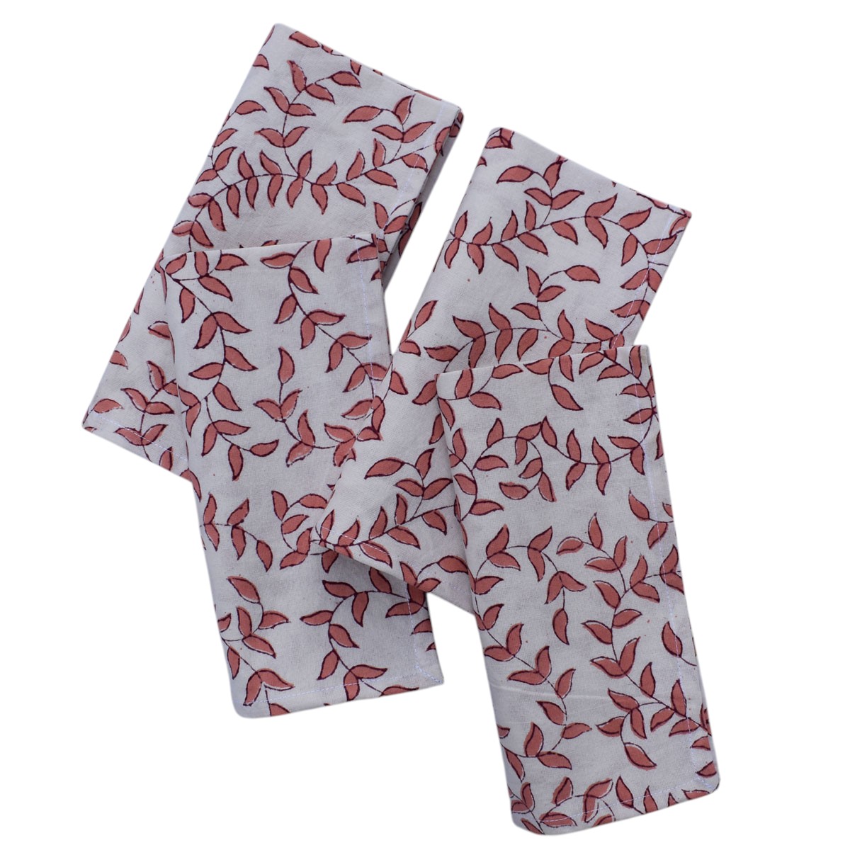 Hand Block Printed Cotton Napkin 45x45 cms Set of 4 Napkins Harmony Peach Open 260414