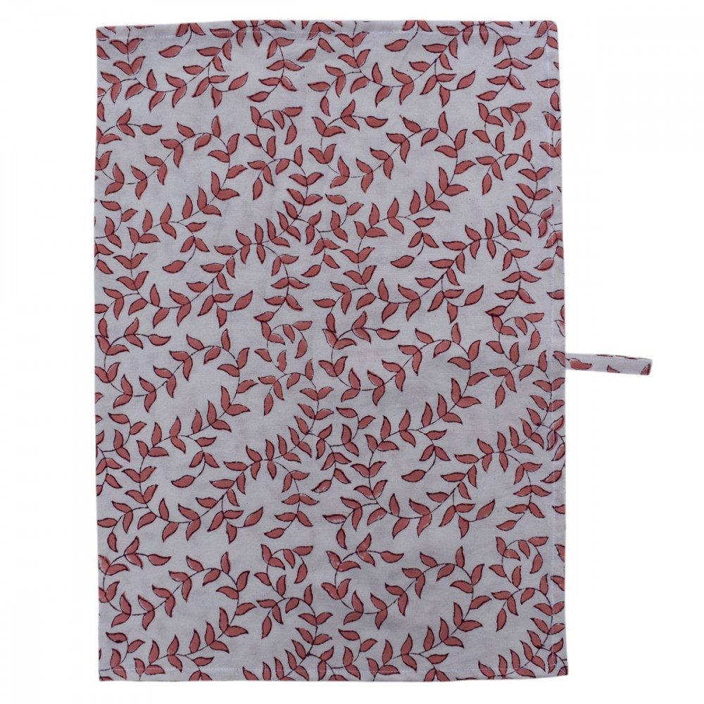 Image of Hand Block Printed Cotton Kitchen Towels 50x70 cms |  Peach Hormany 260414