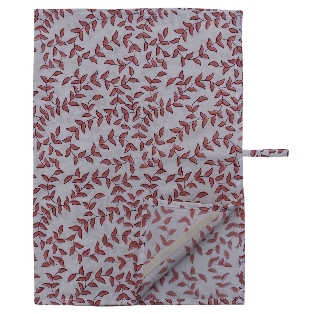 Hand Block Printed Cotton Kitchen Towels 50x70 cms Harmony Peach Open 260414