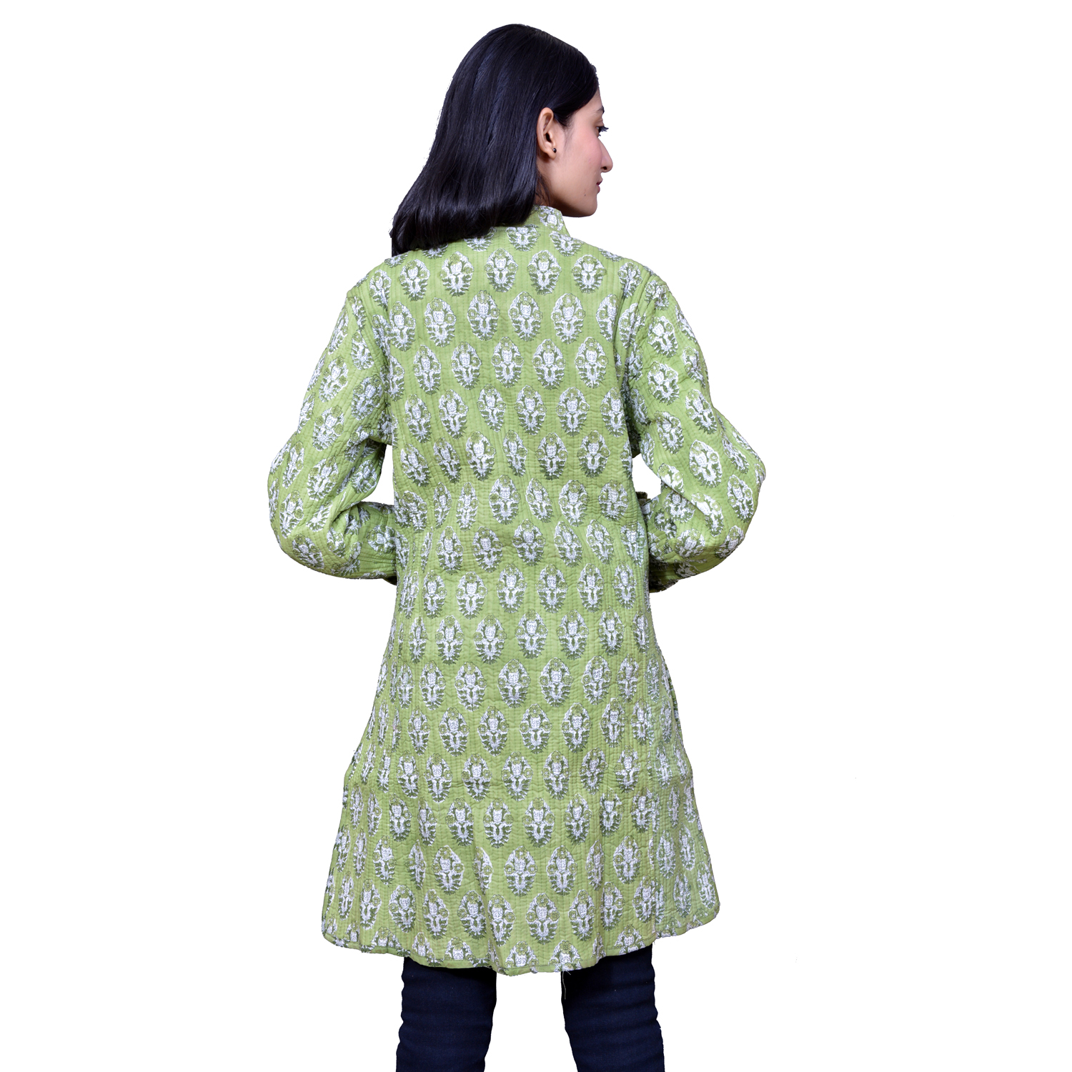 Quilted Jacket Size Long Length Boota Celadon Green Gud 100673