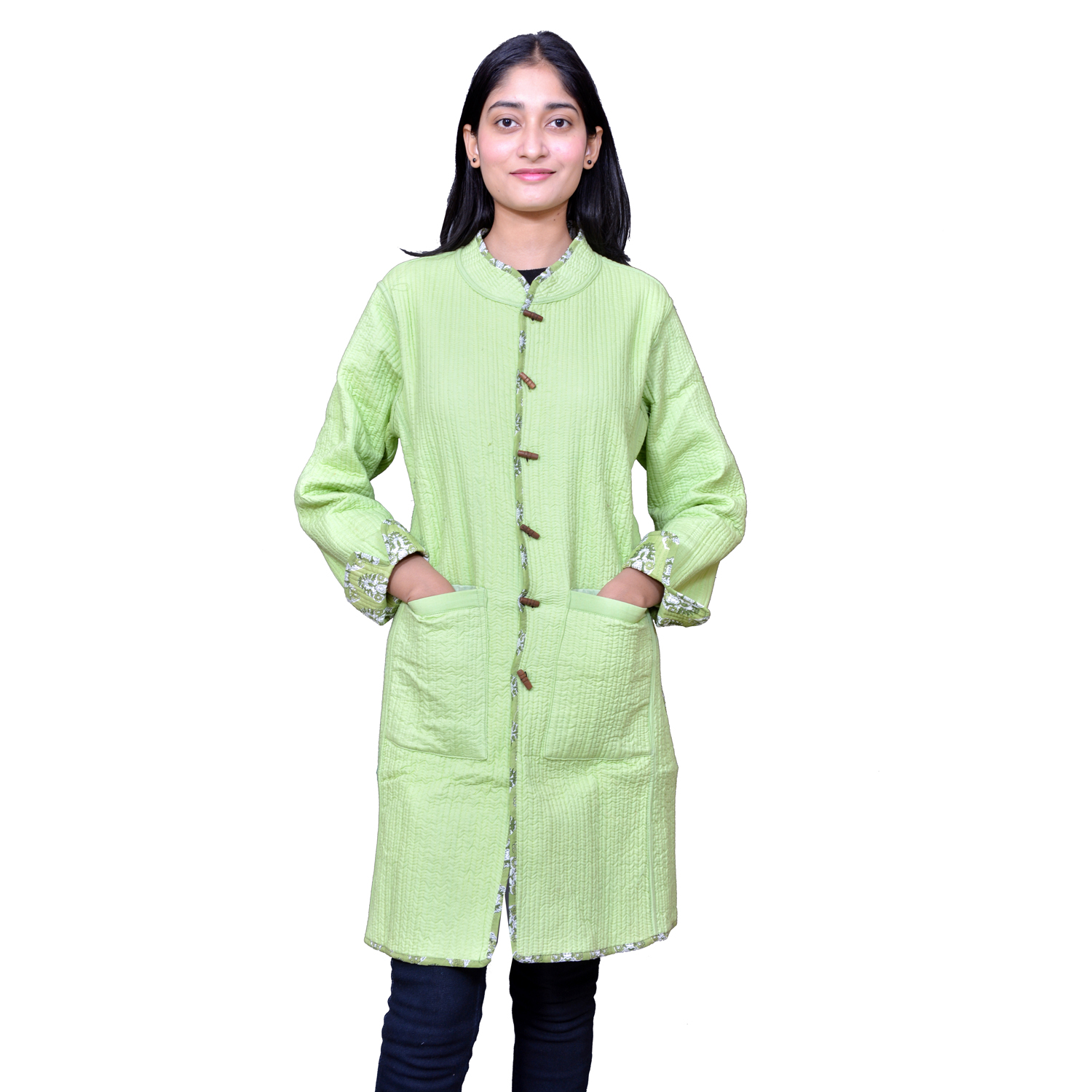 Quilted Jacket Size Long Length Boota Celadon Green Gud 100673