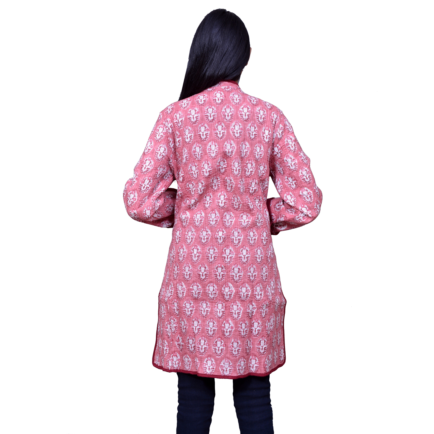 Quilted Jacket Size Long Length Boota Pink Gud 202811