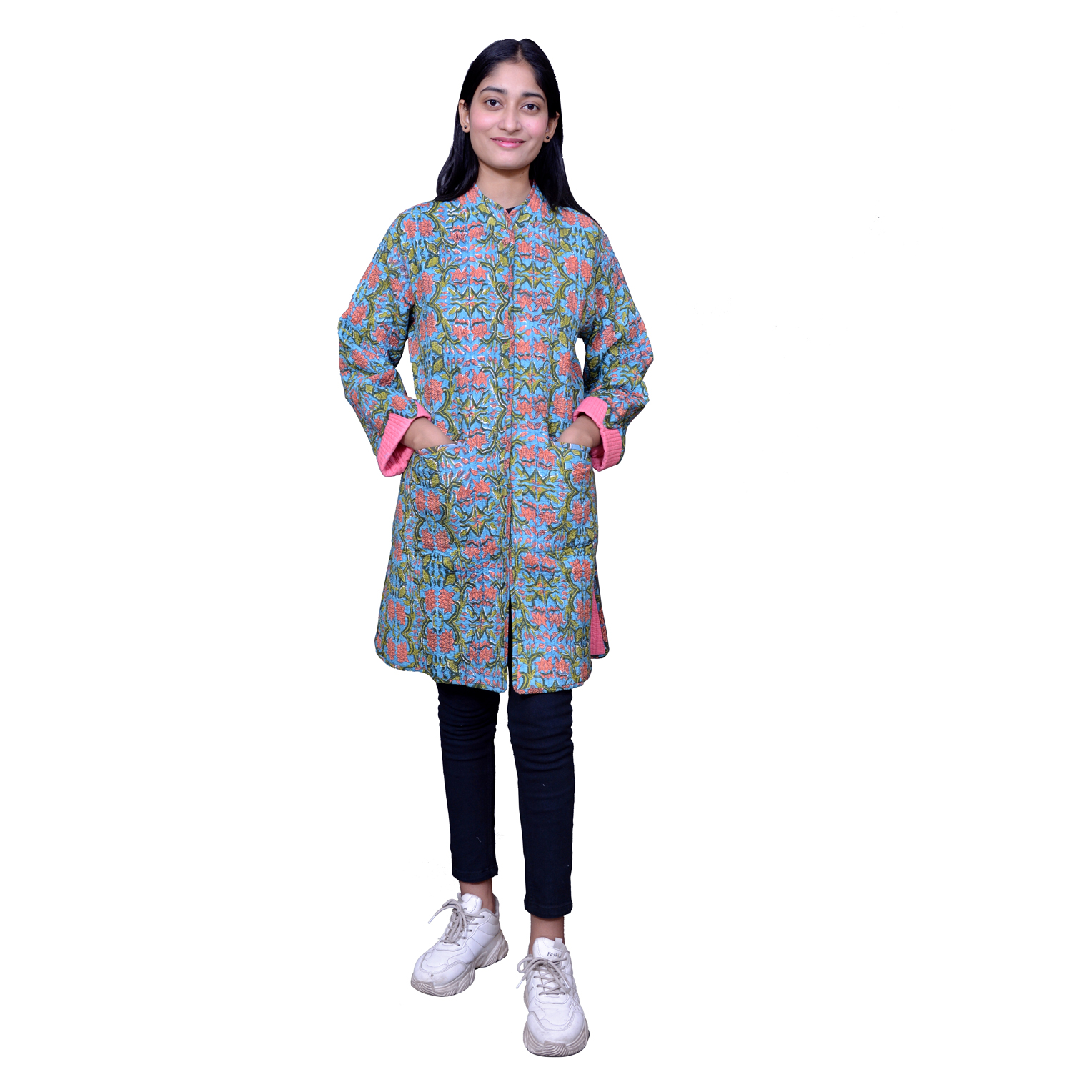Quilted Jacket Size Long Length Lotus Green Gud 204895