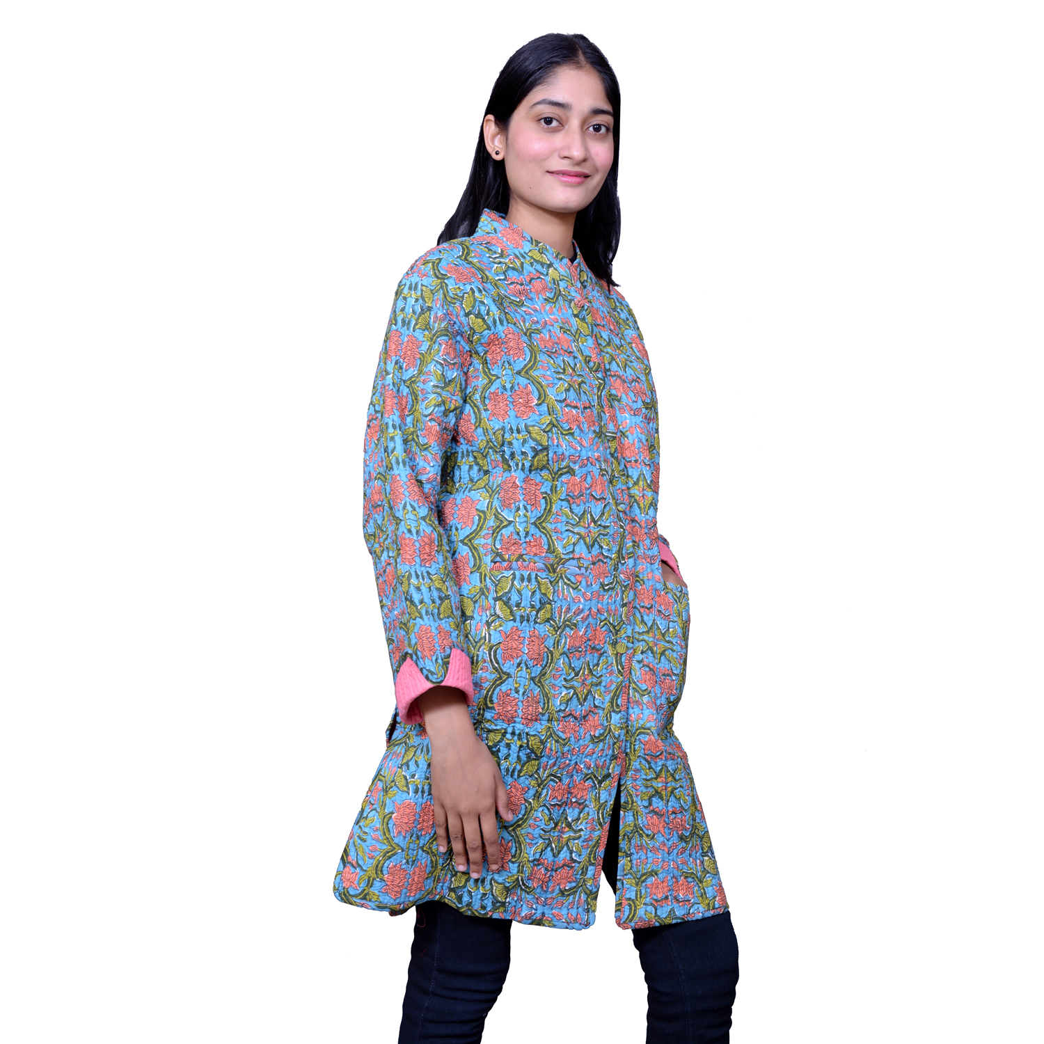 Quilted Jacket Size Long Length Lotus Green Gud 204895