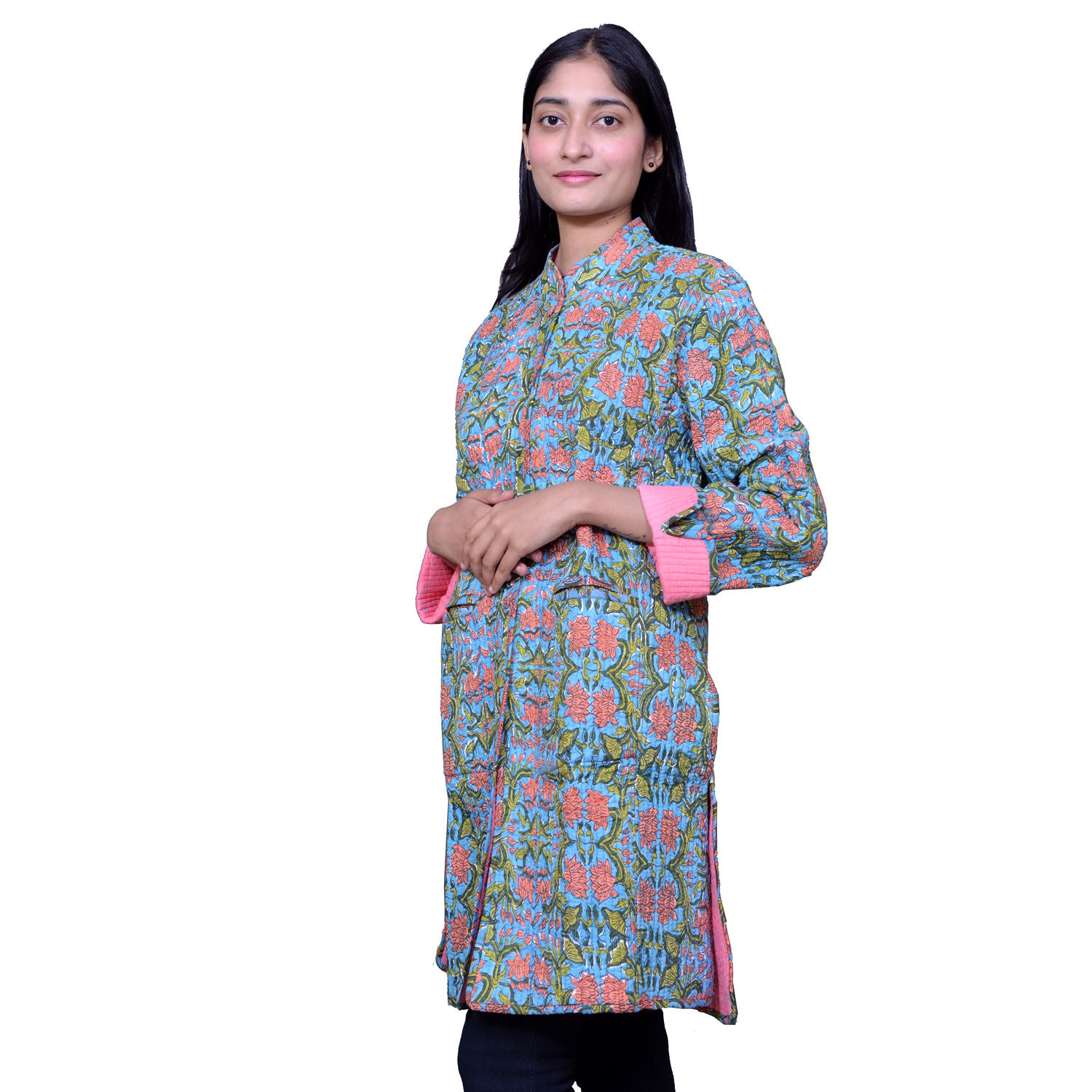 Quilted Jacket Size Long Length Lotus Green Gud 204895