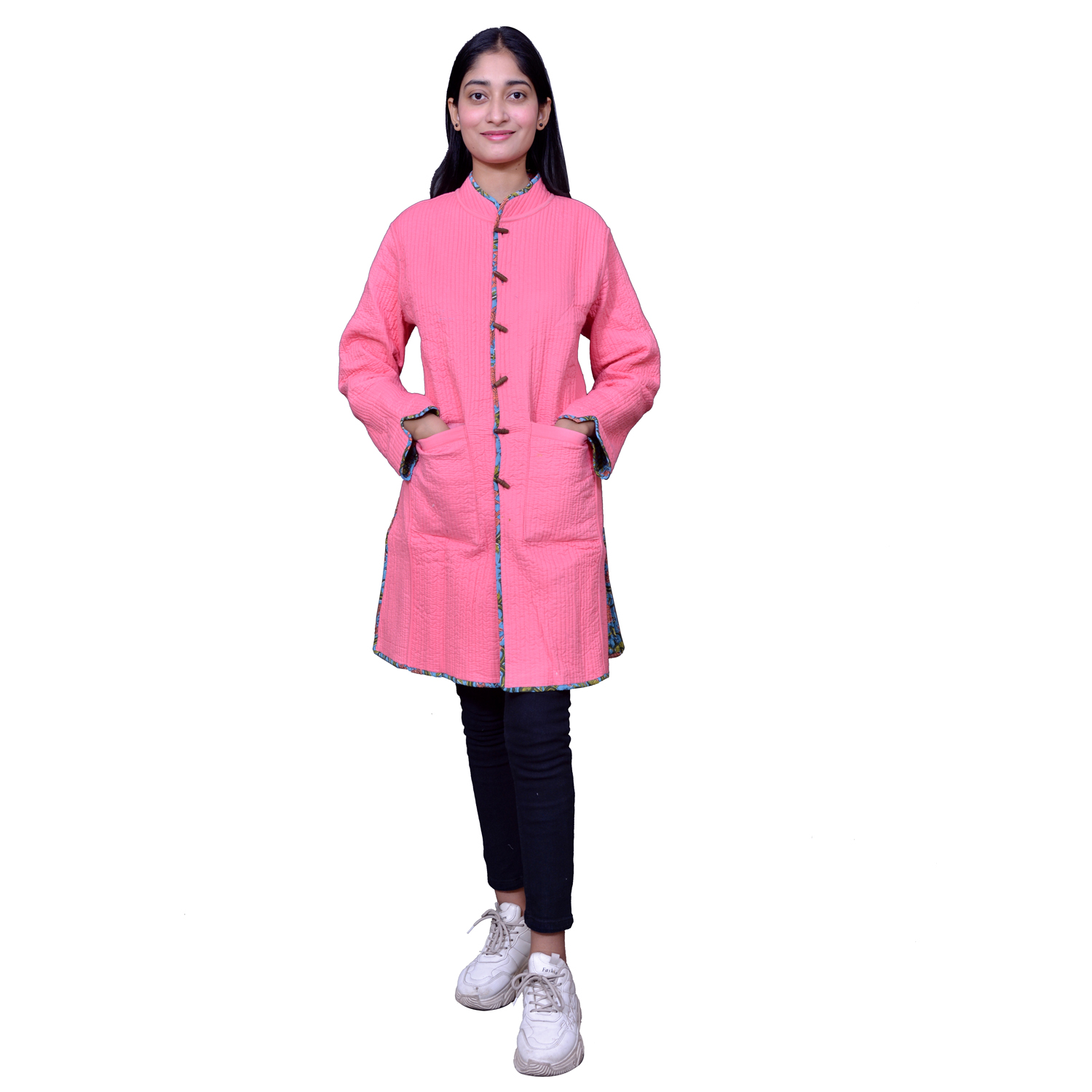 Quilted Jacket Size Long Length Lotus Green Gud 204895