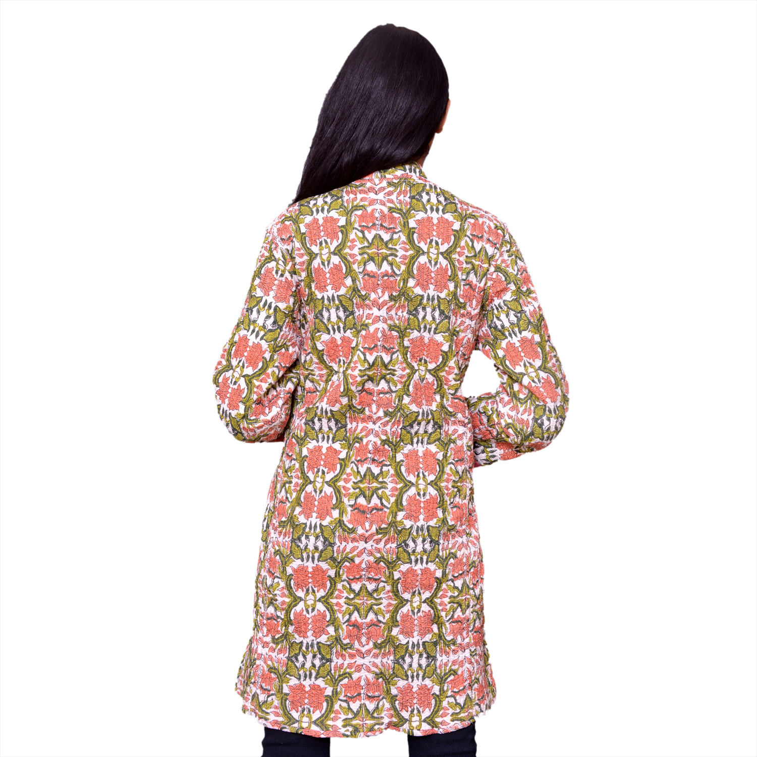 Quilted Jacket Size Long Length Lotus Green Open 106868