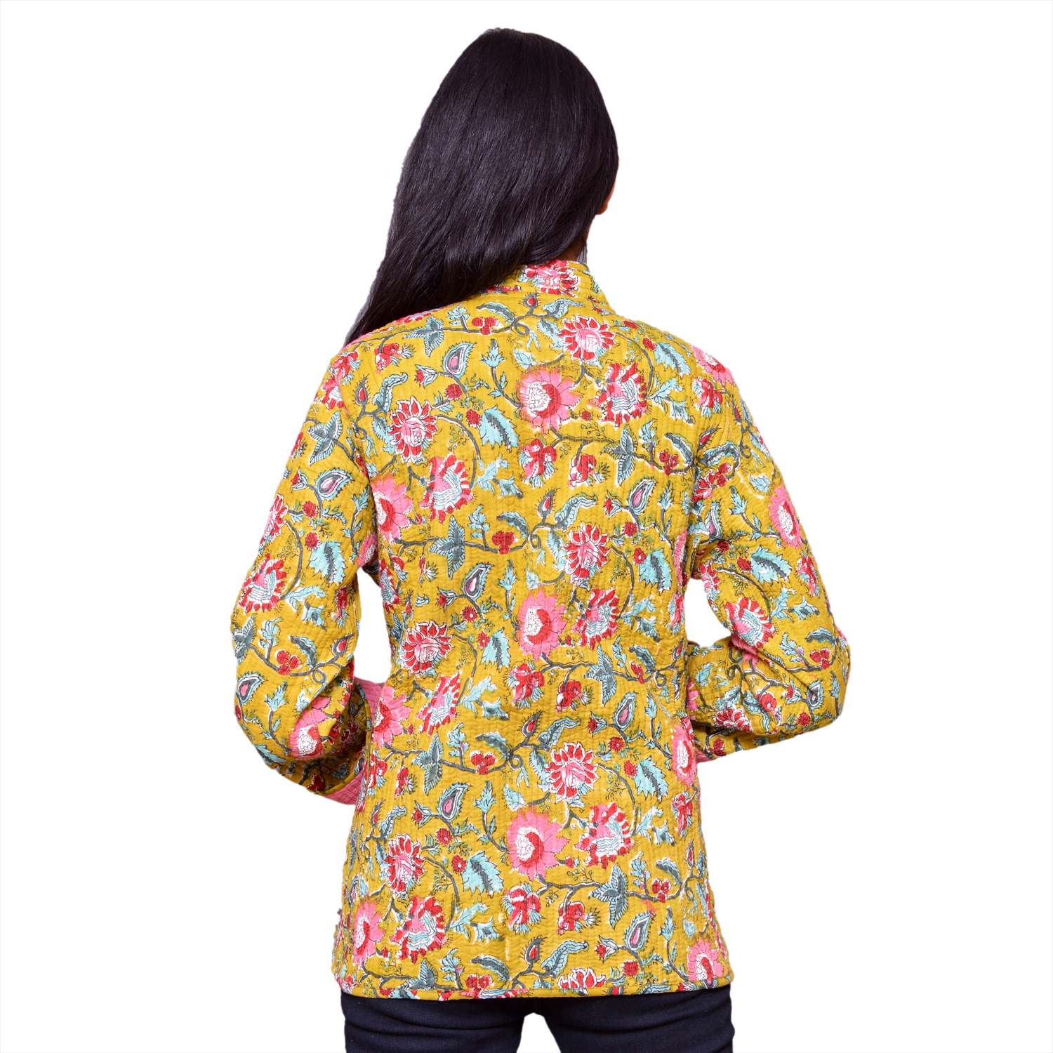 Quilted Jacket Size Short Length Phuljhari Olive Gud 103487