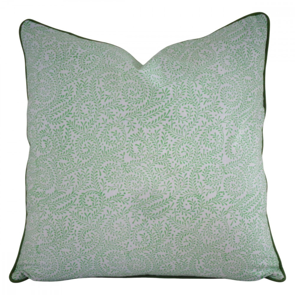 Image of Piping Cushion Cover 50x50 cms | Leaves Green 100707