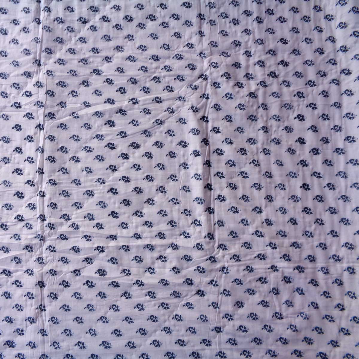 Block Printed Twin Medium Size Quilt Astral Blue Flower 300437