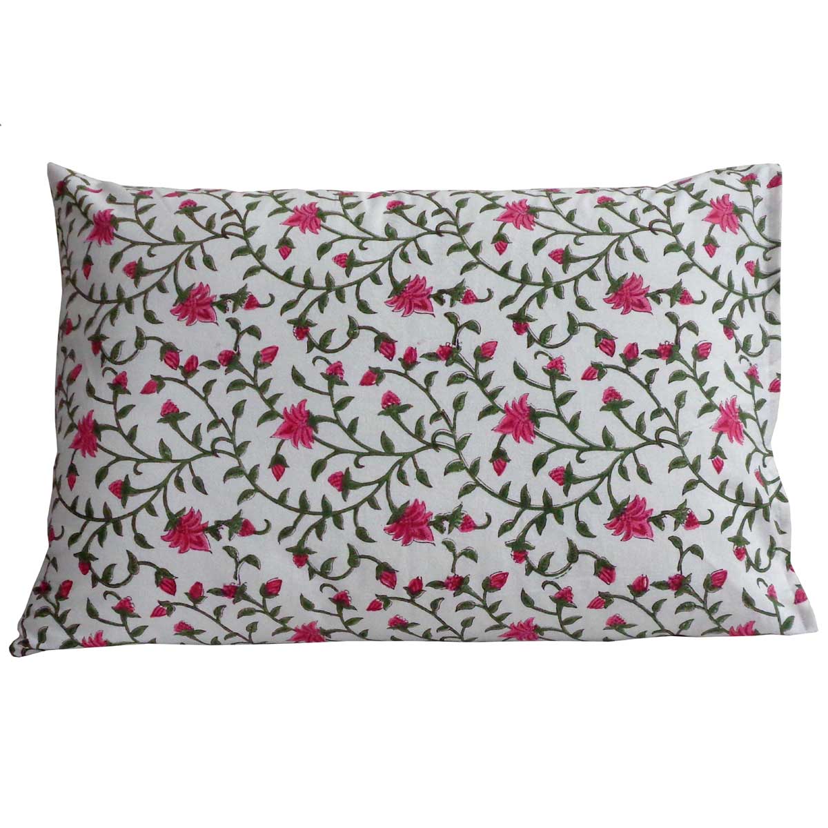 Hand Block Printed Cotton Pillows Cover 50x70 cm Set of 2 Floral Bale Pink 103562