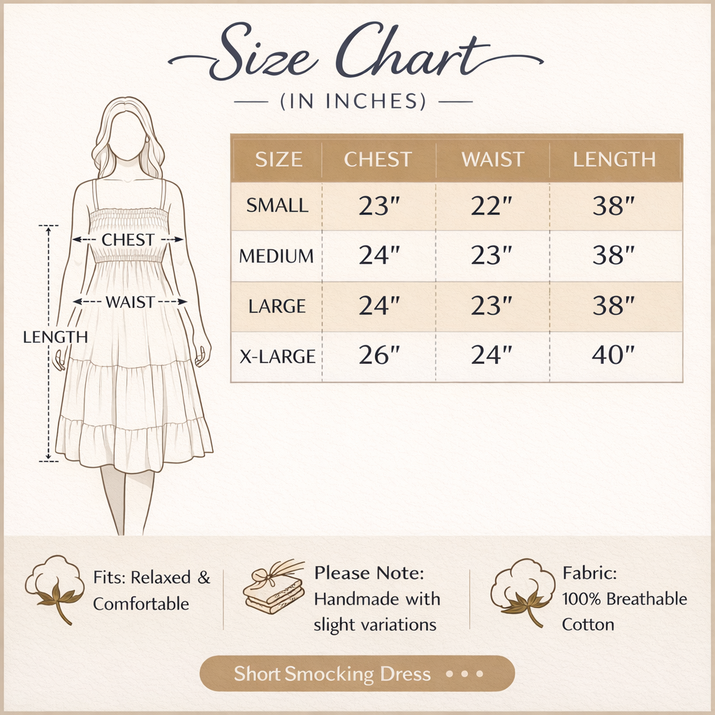 short smocked dress for Women Hand Block Printed Cross Pink