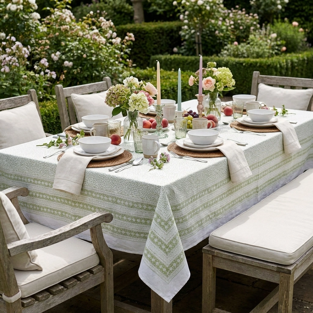 Hand Block Printed Cotton Tablecloth 150x220 cms EKG 262526