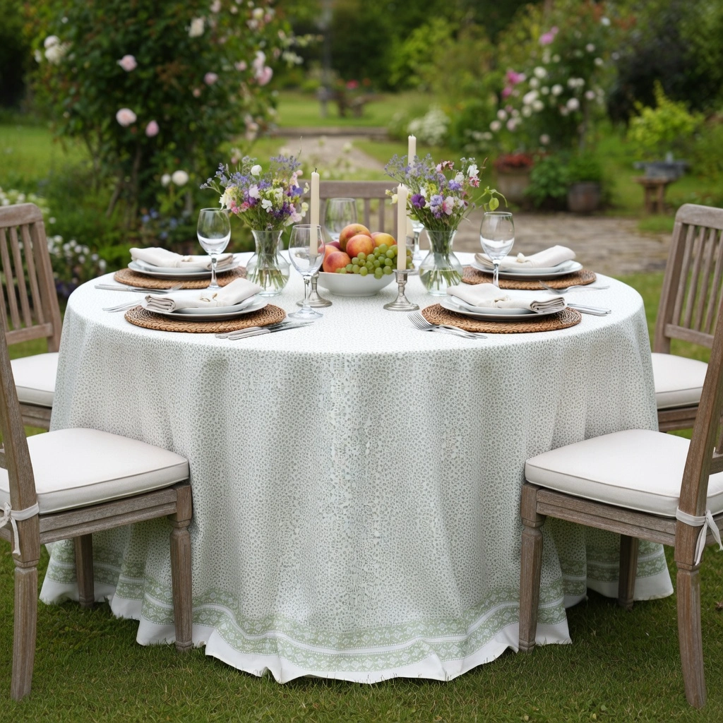 Round 220 cms Cotton French Design Table Cover  EKG 262526