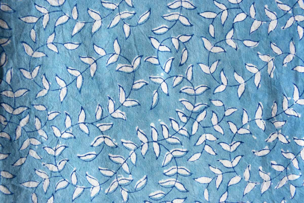 Image of 5 Yard Running Fabric Jaipur Block Printed Cotton 20 Sheeting Fabric | Harmony Blue Gud 260416