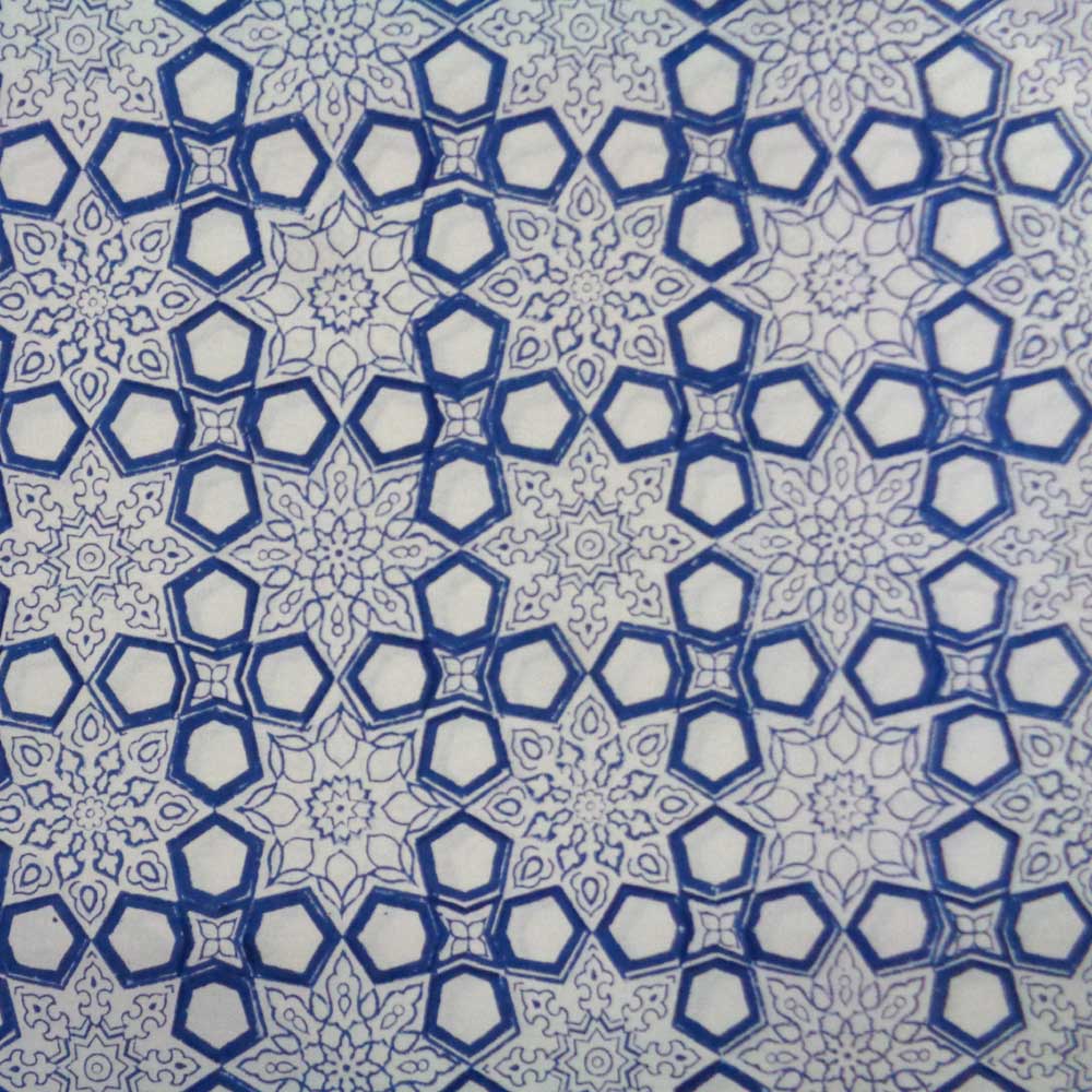 5 Yards running fabric Hand Block Printed Geo Chokri Blue 205196