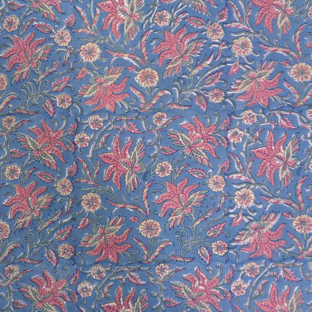 5 Yard Running Fabric  Hand Block Printed Cotton 20 Sheeting Fabric  Rohini 102662