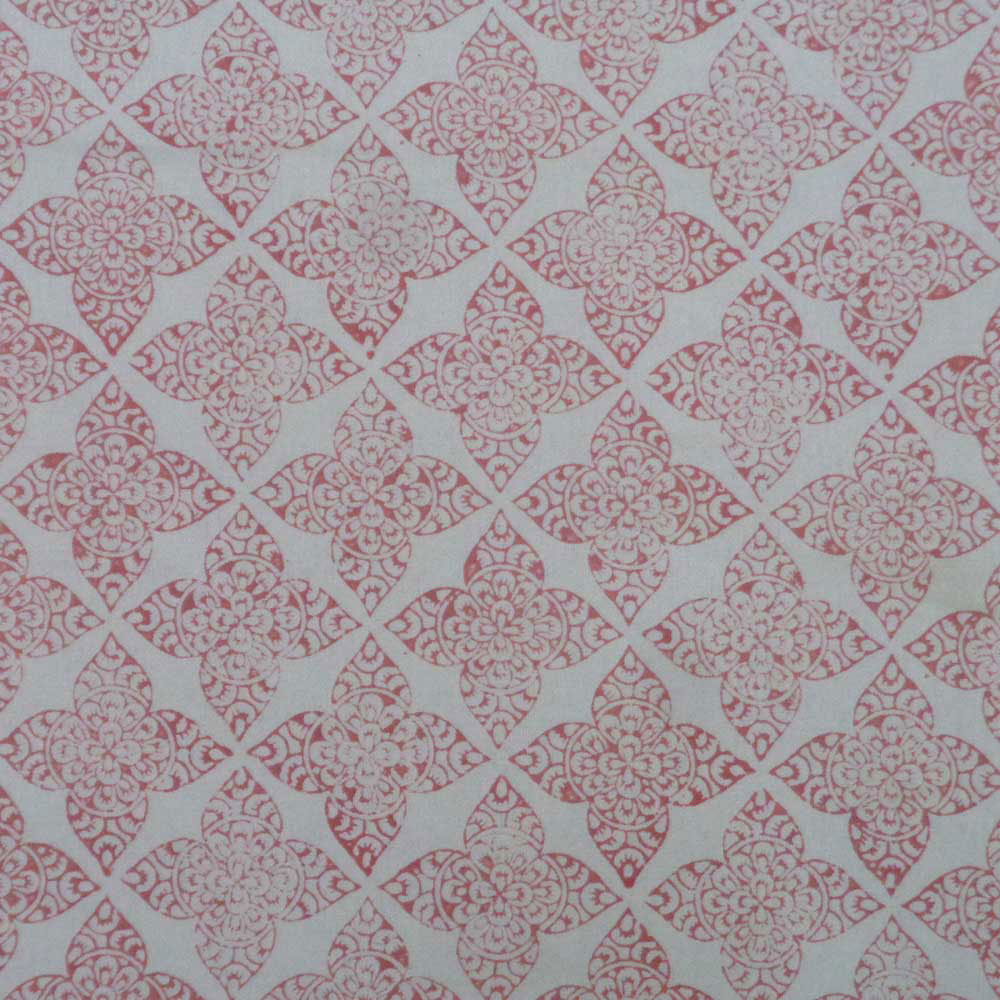 5 Yard Running Fabric  Hand Block Printed Cotton Fabric  Chokor Phool Pink 107056