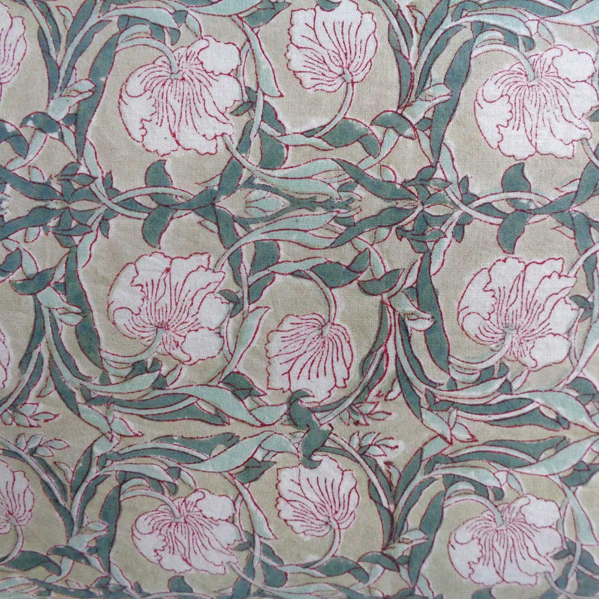 5 Yard Running Fabric Hand Block Printed Cotton 20 Sheeting Fabric Bauhaus Beige Gud 505032