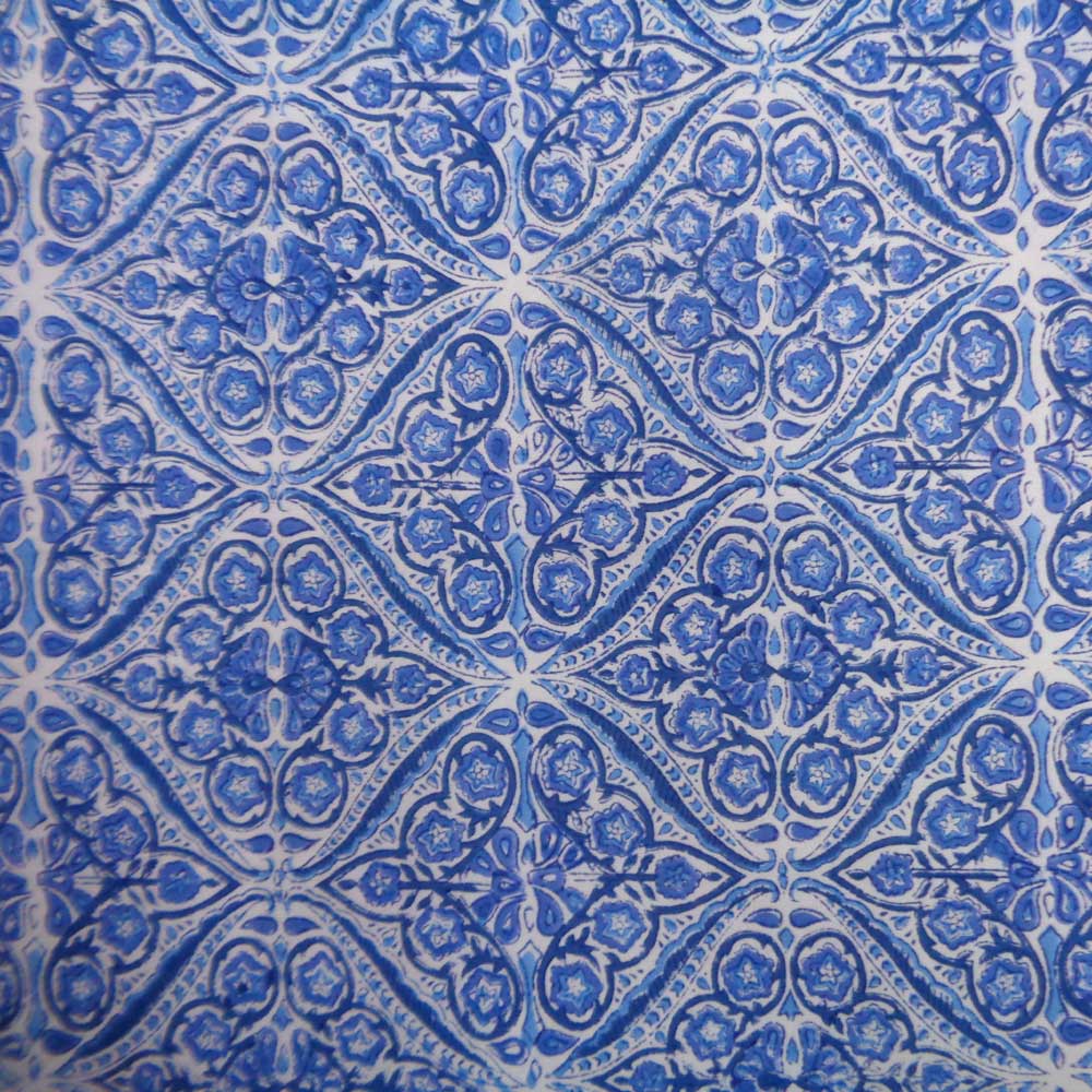 5 Yard Running Fabric Hand Block Printed Cotton 20 Sheeting Fabric Phool Chokri Nili 505055