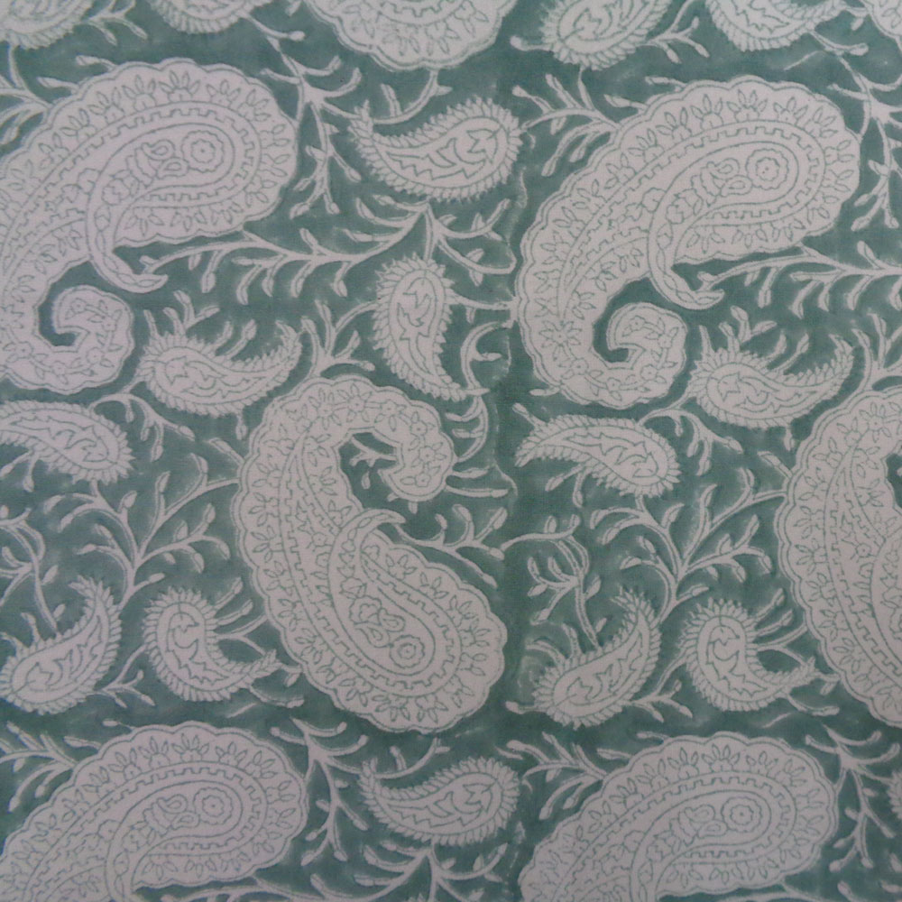 5 Yard Running Fabric Hand Block Printed Cotton Voile Fabric Ambi Mineral Blue Gud 201582