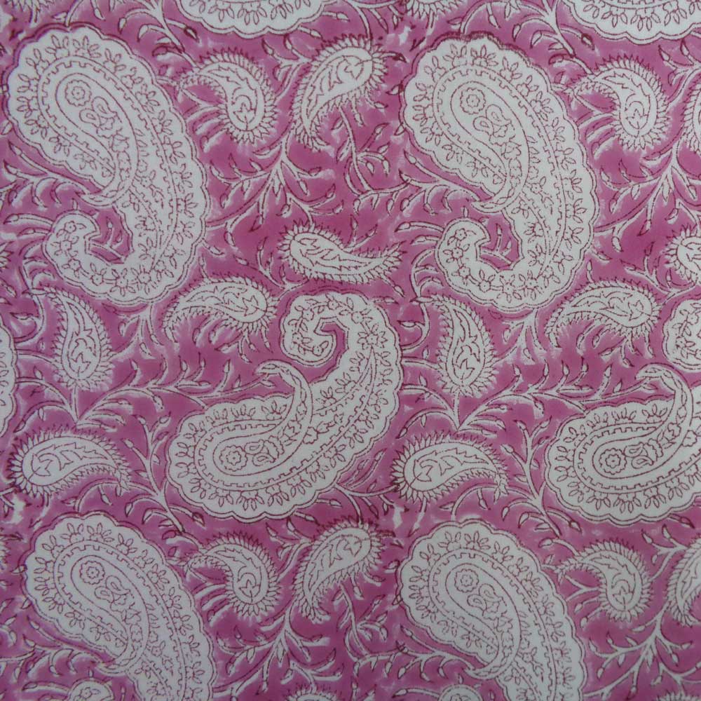 5 Yard Running Fabric  Hand Block Printed Cotton Voile Fabric  Ambi Pink Gud 201563