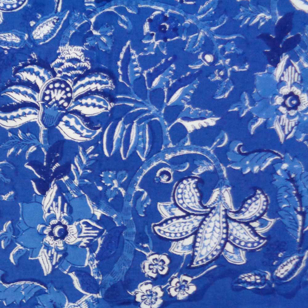 5 Yard Running Fabric Hand Block Printed Cotton Voile Fabric Anarkali Blue Gud 106797