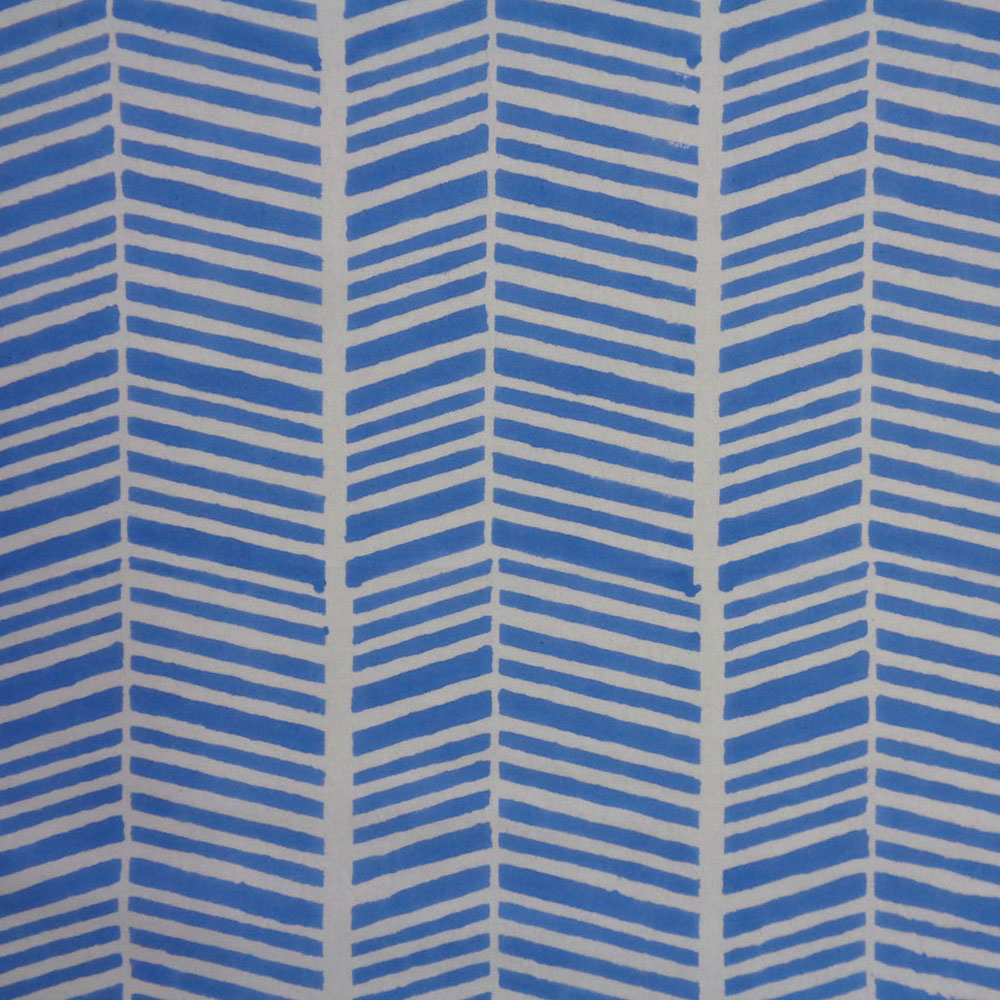 5 Yard Running Fabric Hand Block Printed Cotton Voile Fabric Herringbone Palace Blue 203140