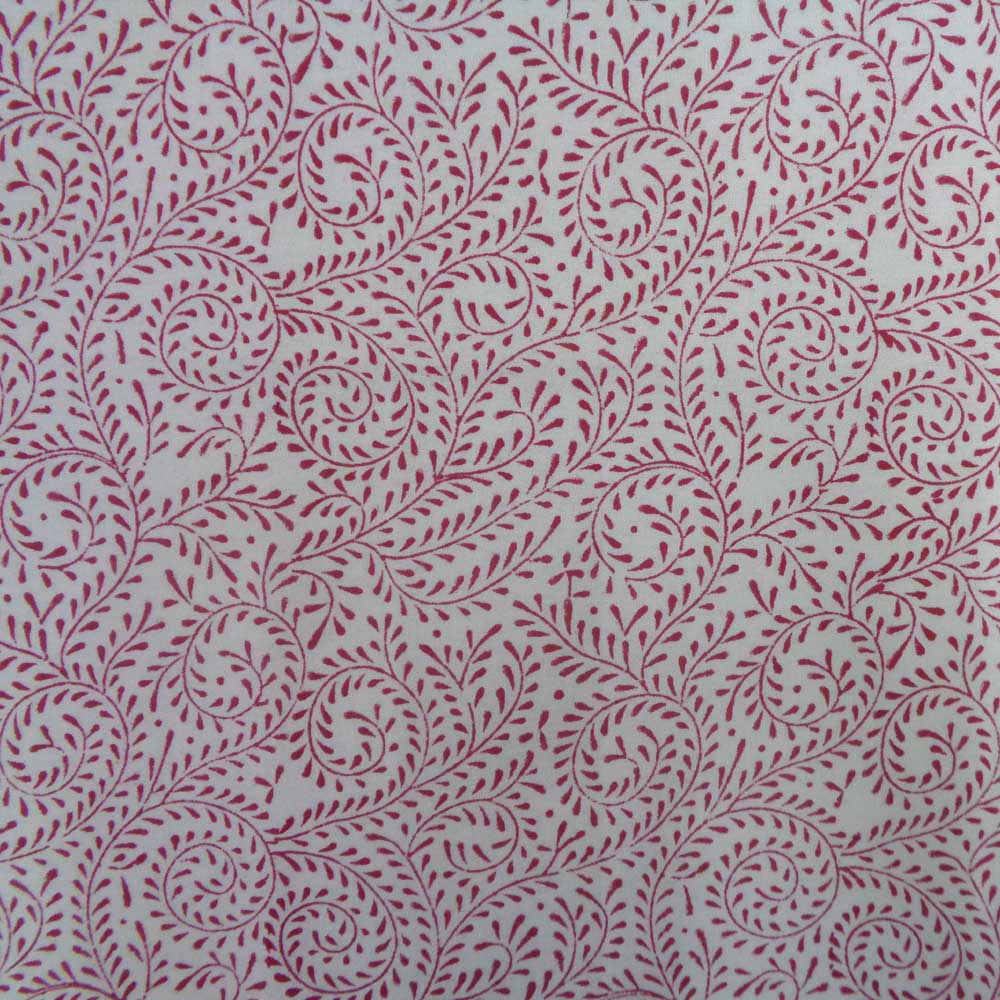 5 Yard Running Fabric Hand Block Printed Cotton Voile Fabric Leaves Pink 201564