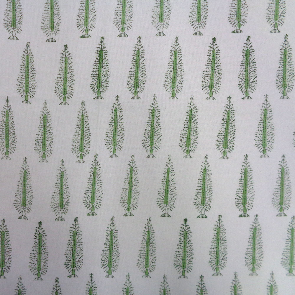 5 Yard Running Fabric Hand Block Printed Cotton Voile Fabric Winter Fall Tree Vineyard 302395