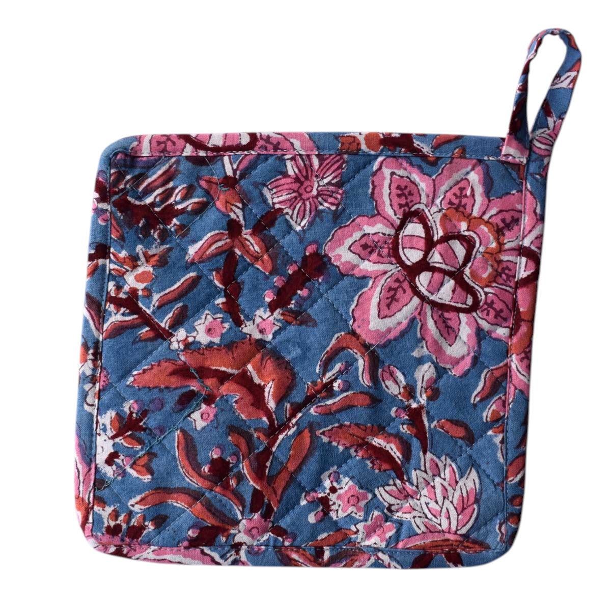 Artisan-Made Hand Block Printed Oven Mitt and Pot Holder Set  Firdaus Gud 204865